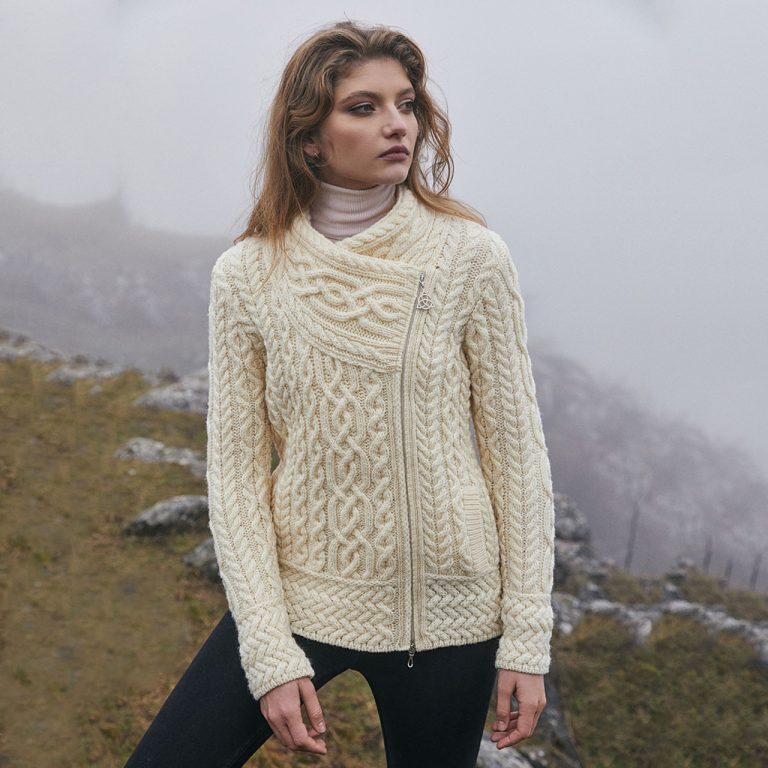 Ladies Aran Zip Cardigan - Image 2