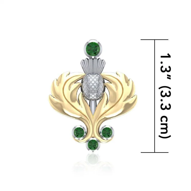 Silver & 18k Gold Scottish Thistle Pendant - Image 2