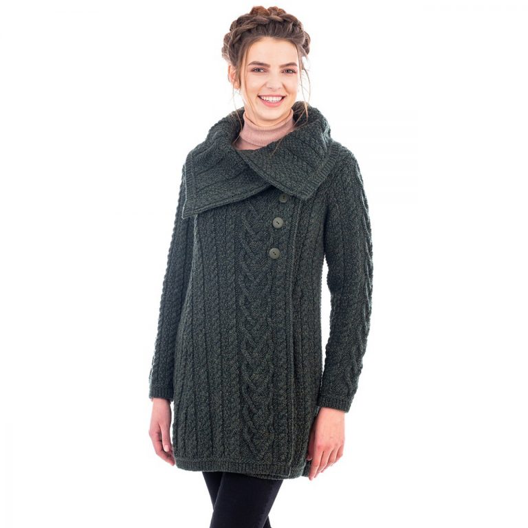 4 Button Collar Aran Coat - Image 6