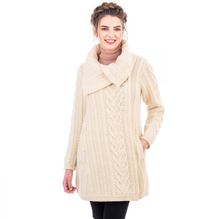 4 Button Collar Aran Coat - Image 4