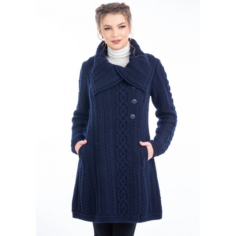 4 Button Collar Aran Coat - Image 3