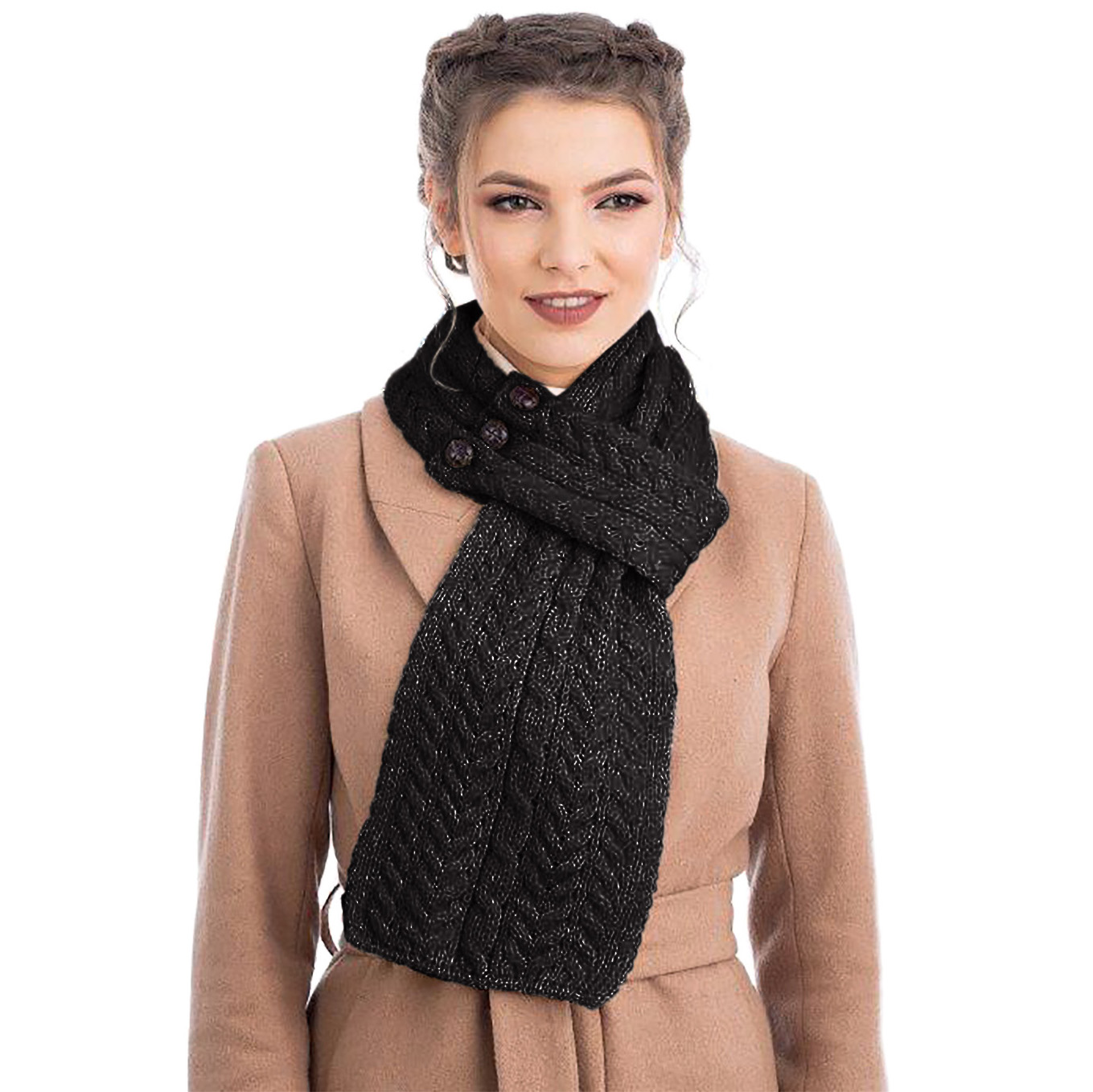 Aran Loop Scarf with 3 Buttons | Celtic Attic