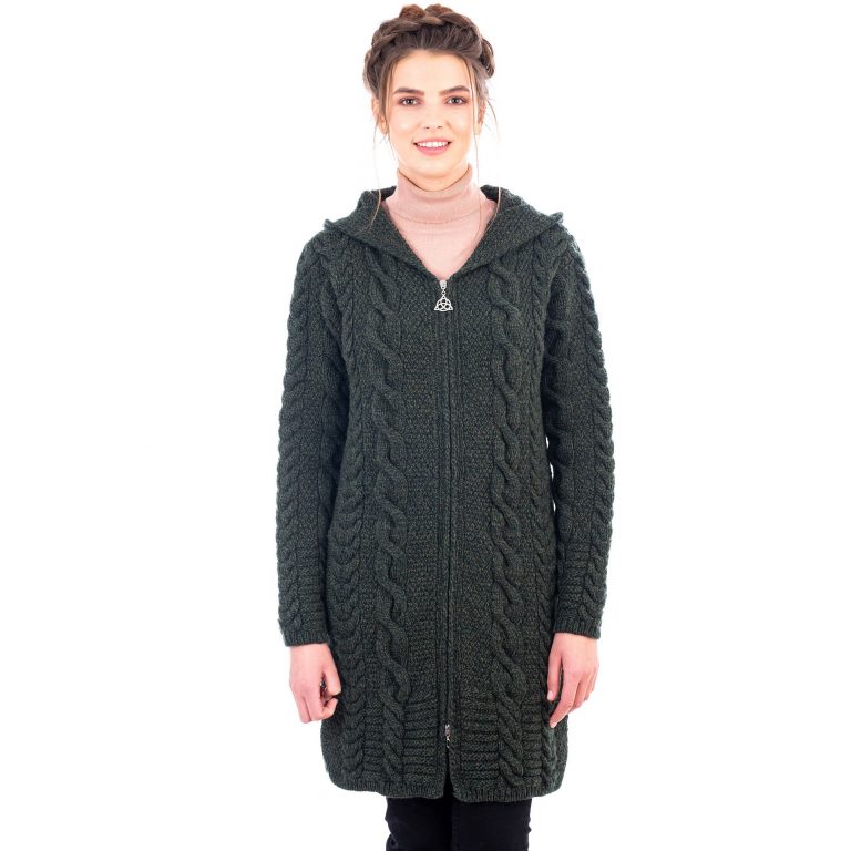 Aran Cable Knit Hooded Zip Cardigan - Image 4