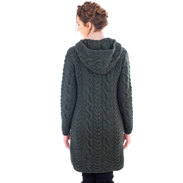 Aran Cable Knit Hooded Zip Cardigan - Image 5