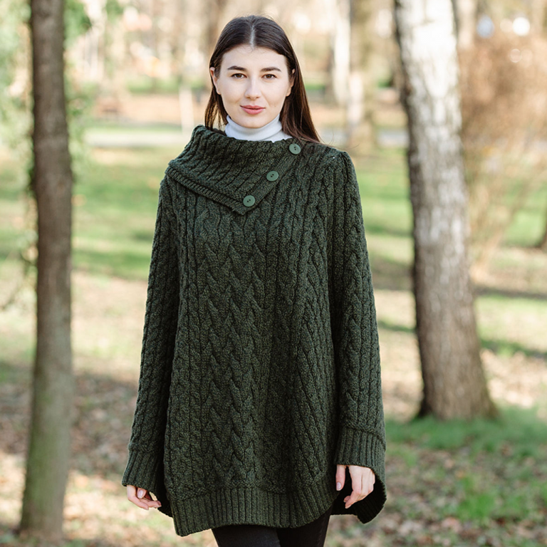 Cowl Neck Button Poncho