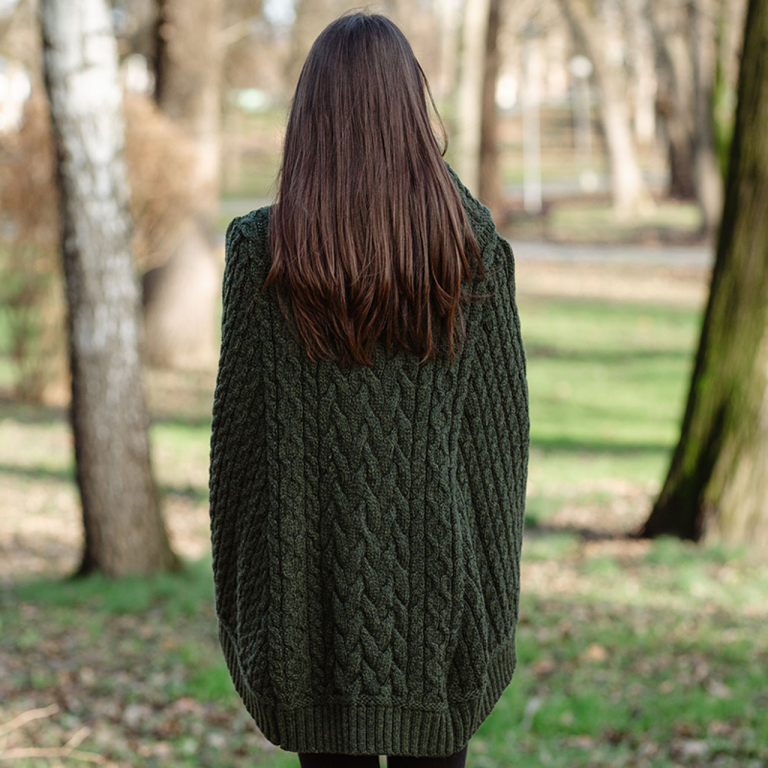 Cowl Neck Button Poncho - Image 3